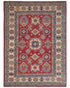 5x7 Red Kuba Afghan Hand Knotted Wool Area Rug